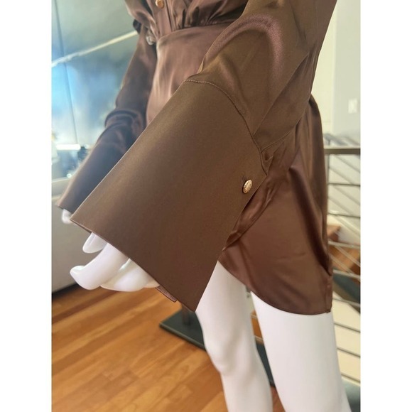 Ser.o.ya Shea Silk Dress in Chocolate - Picture 6 of 14